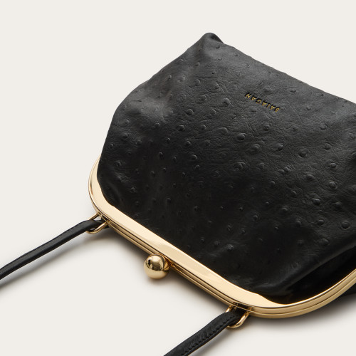 Sicily Bag M, black ostrich pattern | Balagan Studio