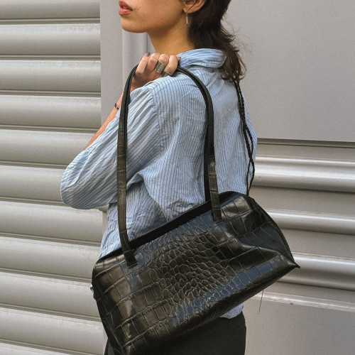 Envelope Bag M, black croco | Balagan Studio